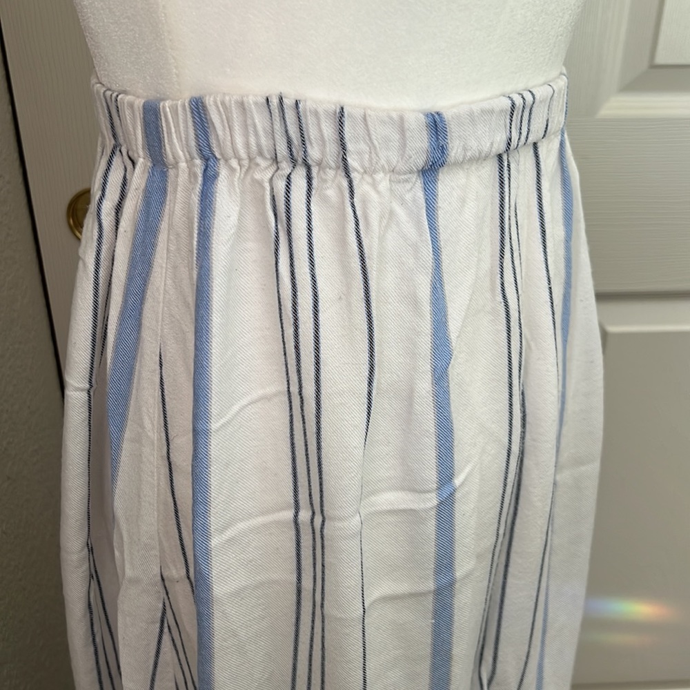🌸Revolve Clayton Cornflower Blue White Striped Maxi High Split Slit Skirt Small - Picture 12 of 13